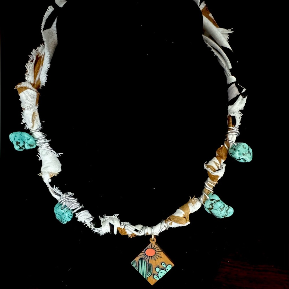 Bandana necklace with turquoise